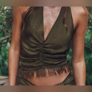 Zara Haulter fringe top NWT festival summer vacation resort Sz S/M